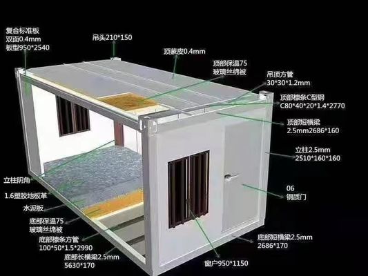 Temporary Office Apartment Container Mobile House with Light Steel Structure Frame