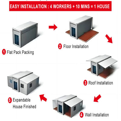 Customized Color 20ft or 40ft Prefab Expandable Folding Container House with 2 Bedrooms